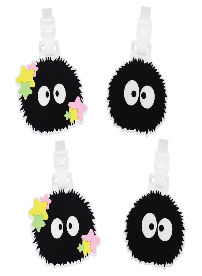 Pounchi Cute Soot Sprite Luggage Tags (4 Pack) Anime Merch for Luggage Travel Bags Suitcases Identifiers Name Luggage ID Tags for Teens Kids - Image 1